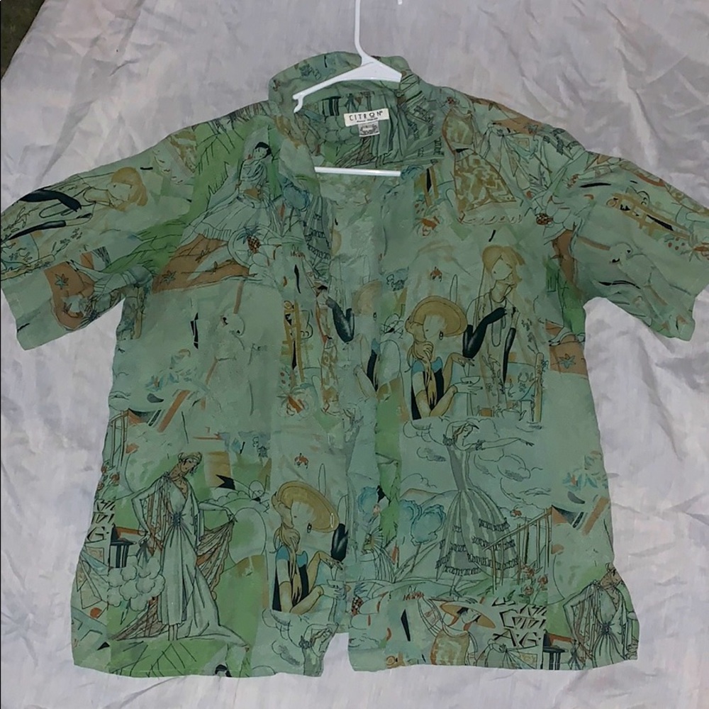 Cute green button up
